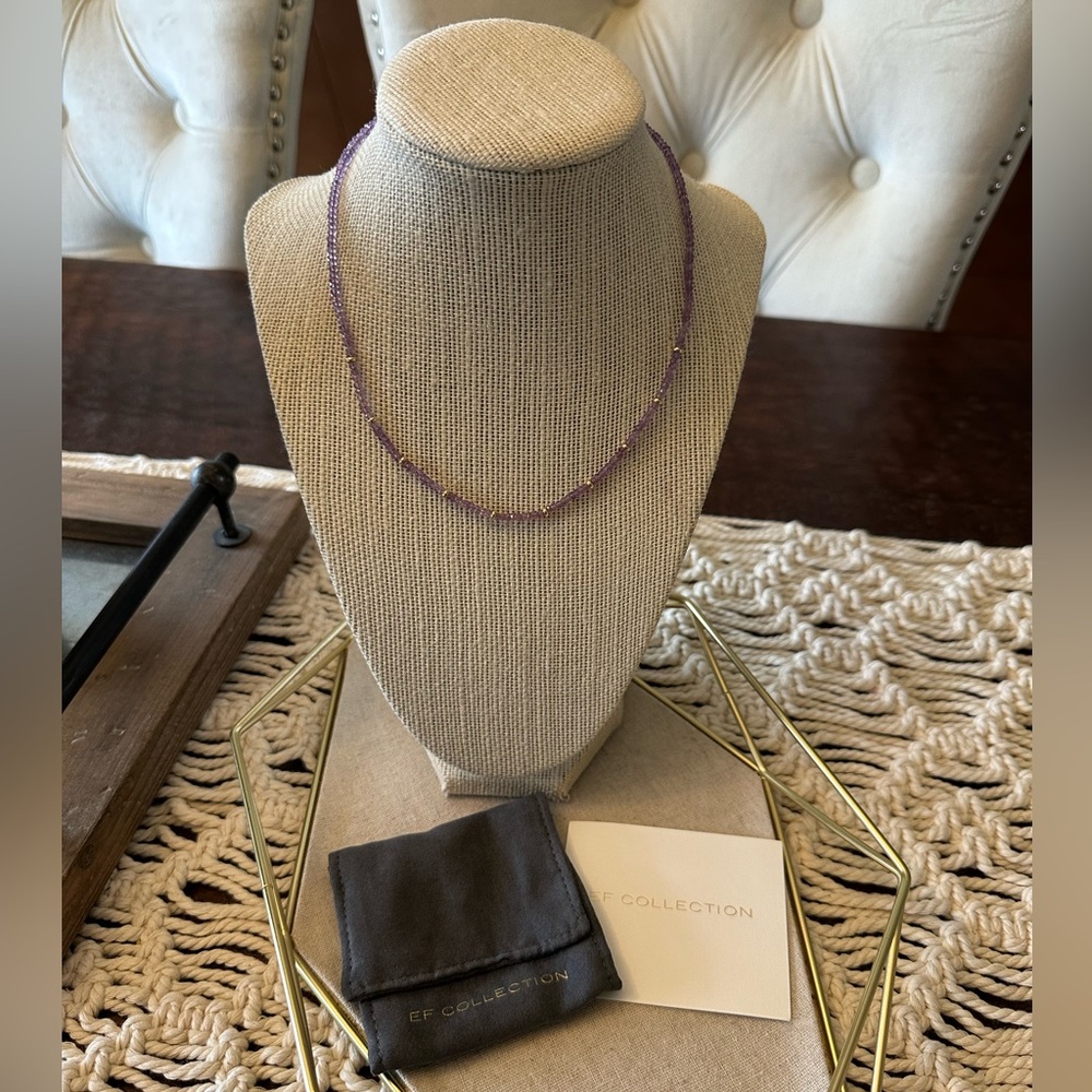 EF Collection Birthstone Beaded Necklace in 14k Gold and Amethyst